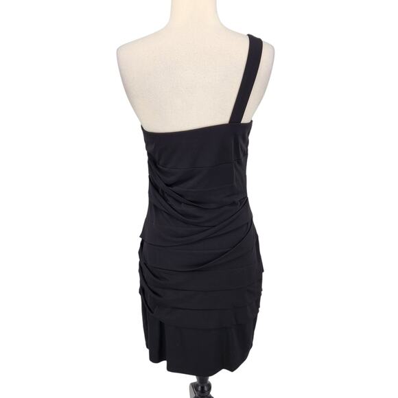 City Triangles One-Shoulder Embellished Stretch Bodycon Black Cocktail Dress - Picture 4 of 7